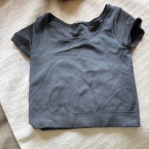 Athleta Charcoal Ribbed Crop Top